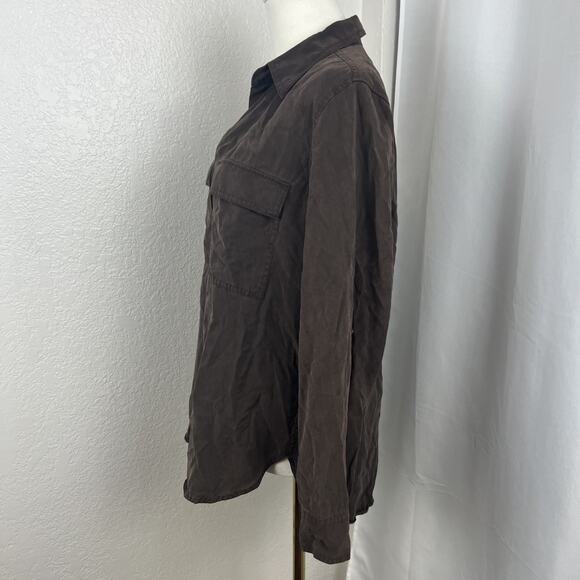 Aritzia Babaton Utility Top Womens Small Brown Button Up Minimalist Old Money - Picture 4 of 11